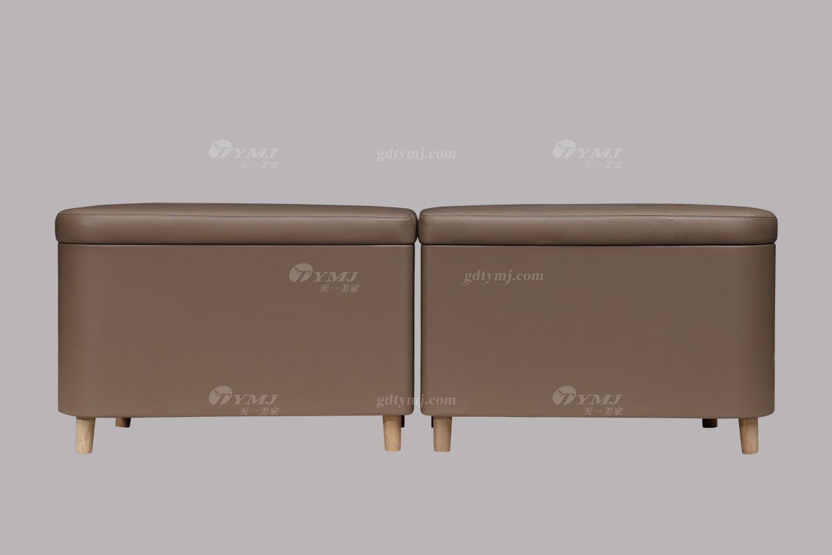 高端別墅會所家具品牌現代極簡北歐創(chuàng)意臥室家具頭層皮雙人床系列床尾凳