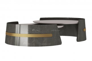輕奢后現(xiàn)代風(fēng)格家具高端會所別墅品牌家具時(shí)尚客廳魚肚白灰石面+樹瘤飾面茶幾套幾組合