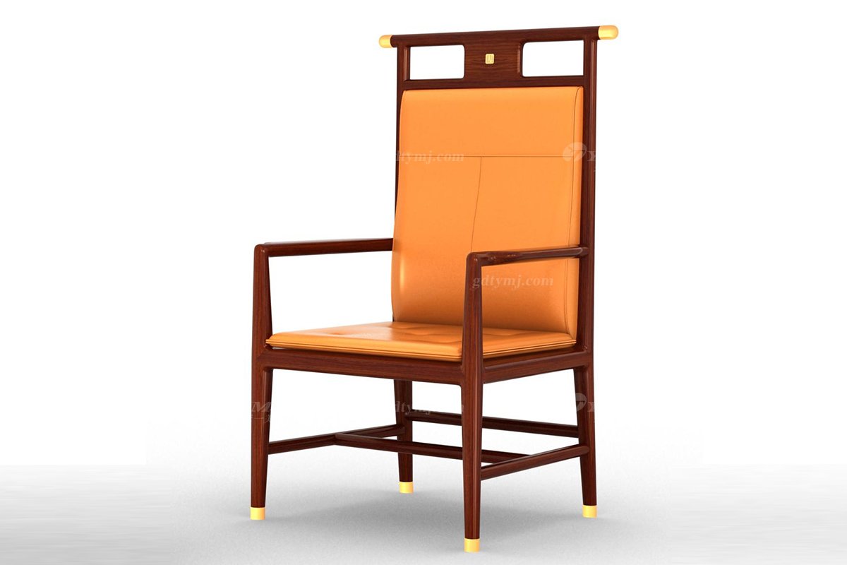 新中式辦公家具風(fēng)格高端品牌家具簡約大氣實木安哥拉紫檀橙色班椅水墨江南大班椅