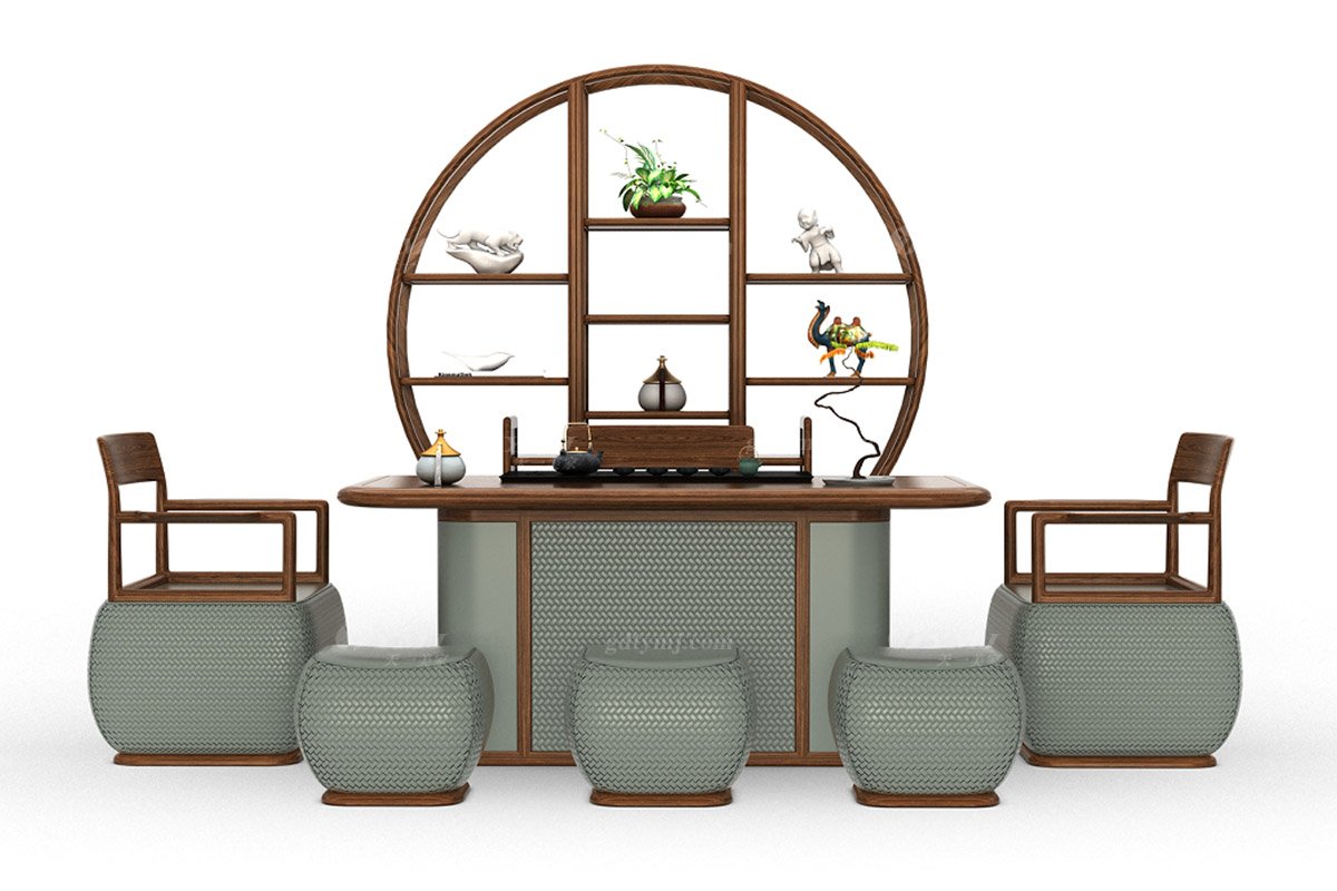 新中式風(fēng)格家具高端會(huì)所家具品牌簡(jiǎn)約茶室家具時(shí)尚綠色藤編工藝茶墩H-XYCD茶墩?qǐng)鼍?></p><p class=
