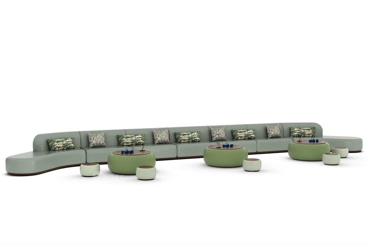 新中式風(fēng)格家具高端別墅家具品牌簡(jiǎn)約大氣時(shí)尚客廳家具綠色生態(tài)皮藝大圓幾H-XWCJ大圓幾場(chǎng)景