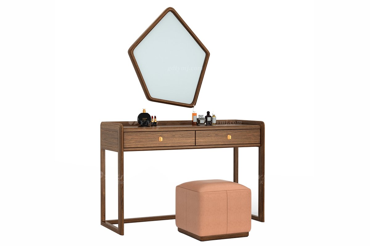 新中式風格家具高端別墅家具品牌簡約時尚臥室家具實木妝臺H-XLZT妝臺場景