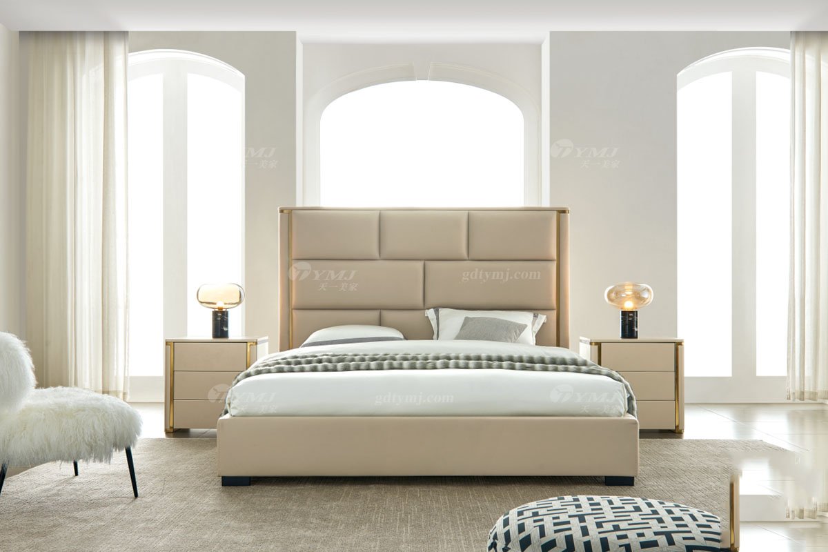 極簡風(fēng)格家具高端別墅會(huì)所大宅簡約進(jìn)口實(shí)木大床WD702床場(chǎng)景