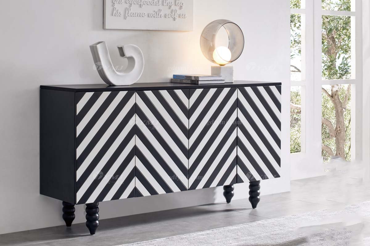 極簡風(fēng)格家具高端別墅會所大宅時尚E0級環(huán)保黑白相間紋餐邊柜WD707餐邊柜場景