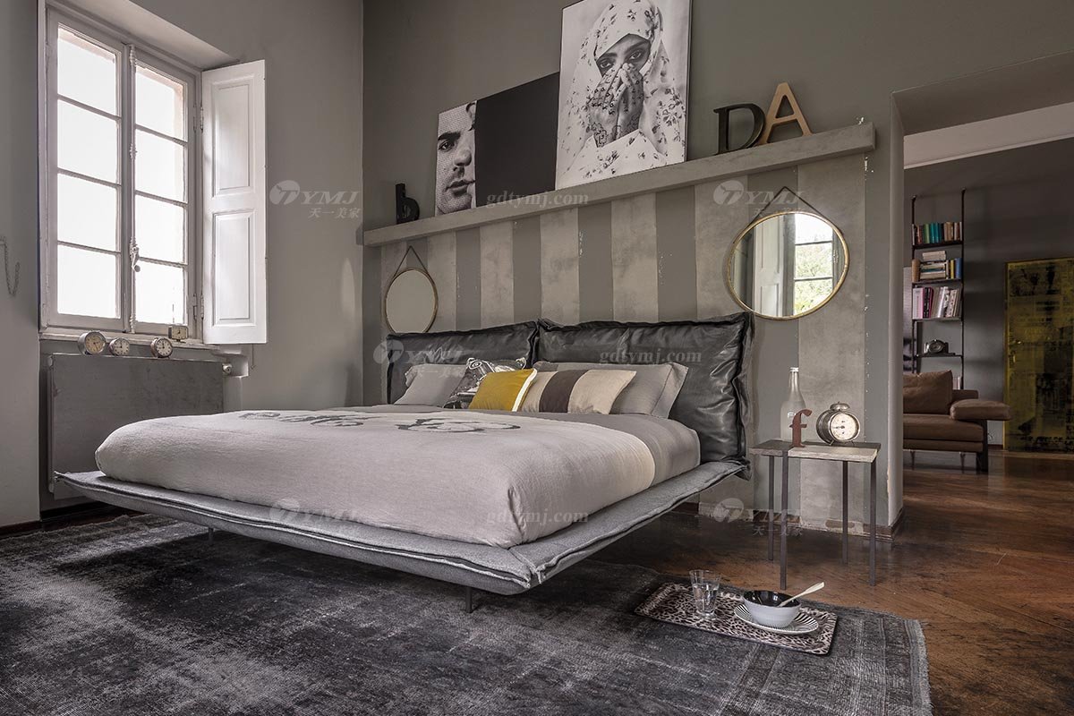  現(xiàn)代簡約家具高端別墅會所家用時尚舒適創(chuàng)意工業(yè)風(fēng)大床婚床雙人床A2239場景