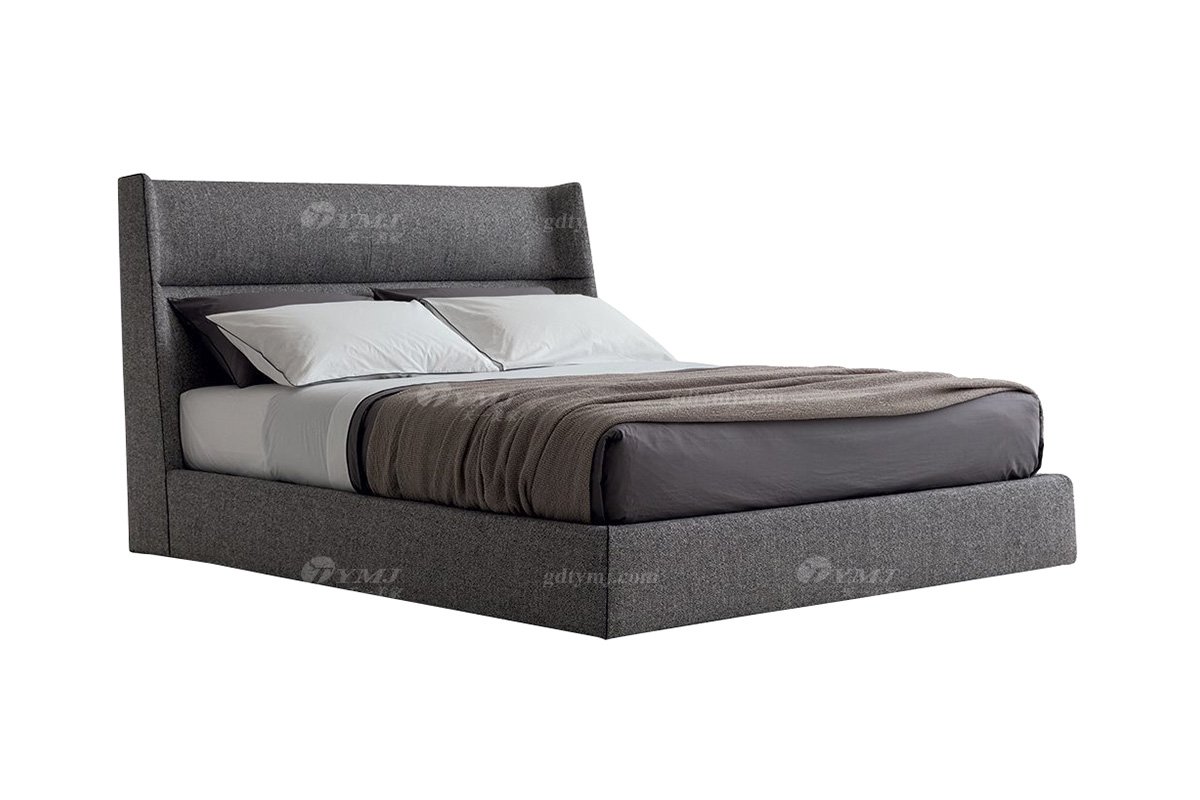  現(xiàn)代簡約家具高端別墅會所家用時尚舒適灰色布藝臥室大床婚床雙人床A2285-1