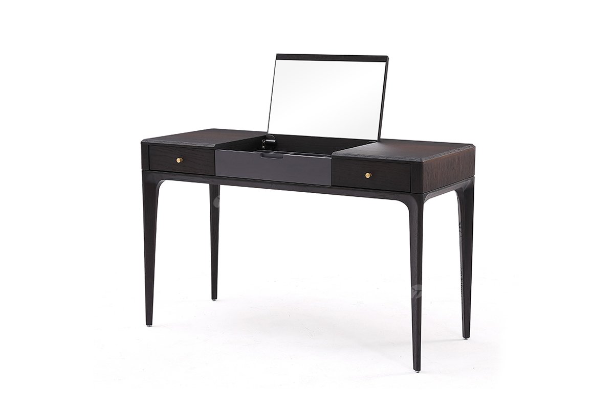  現(xiàn)代簡約家具高端別墅會所家用時尚高級灰啞光烤漆+煙熏色妝臺BT2113-1