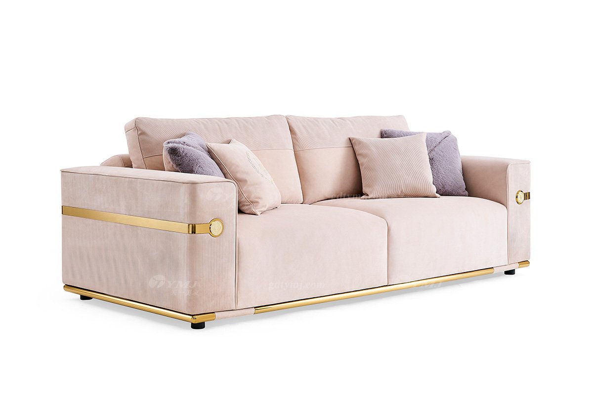 意式輕奢家具高端別墅會(huì)所家用時(shí)尚舒適大氣卡其色三位沙發(fā)FB129SF3-1