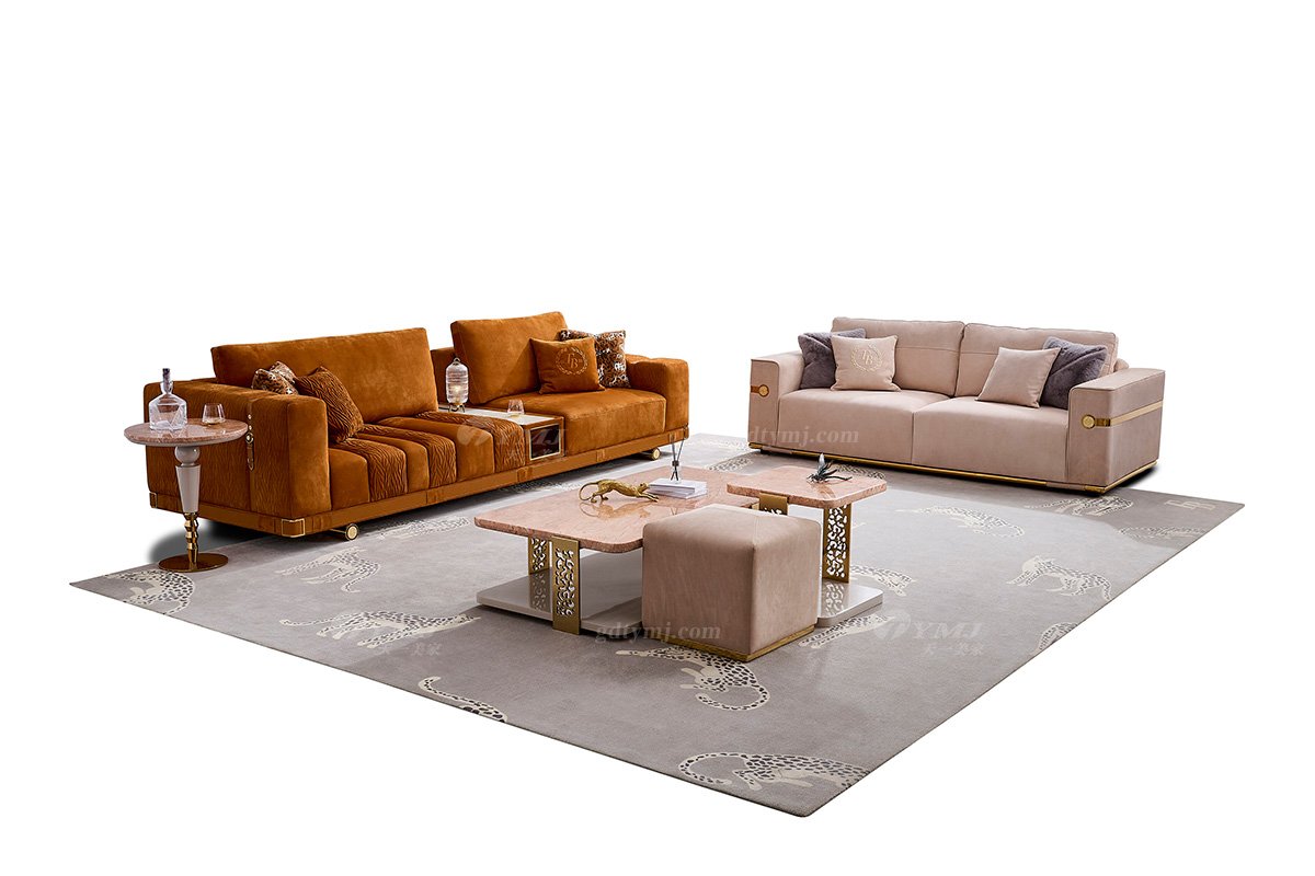 意式輕奢家具高端別墅會(huì)所家用時(shí)尚舒適大氣卡其色三位沙發(fā)FB129SF3場(chǎng)景