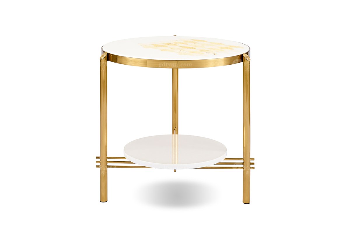 意式輕奢家具高端別墅會(huì)所家用時(shí)尚創(chuàng)意高級(jí)天然大理石拼花小圓幾FB101BH2RB