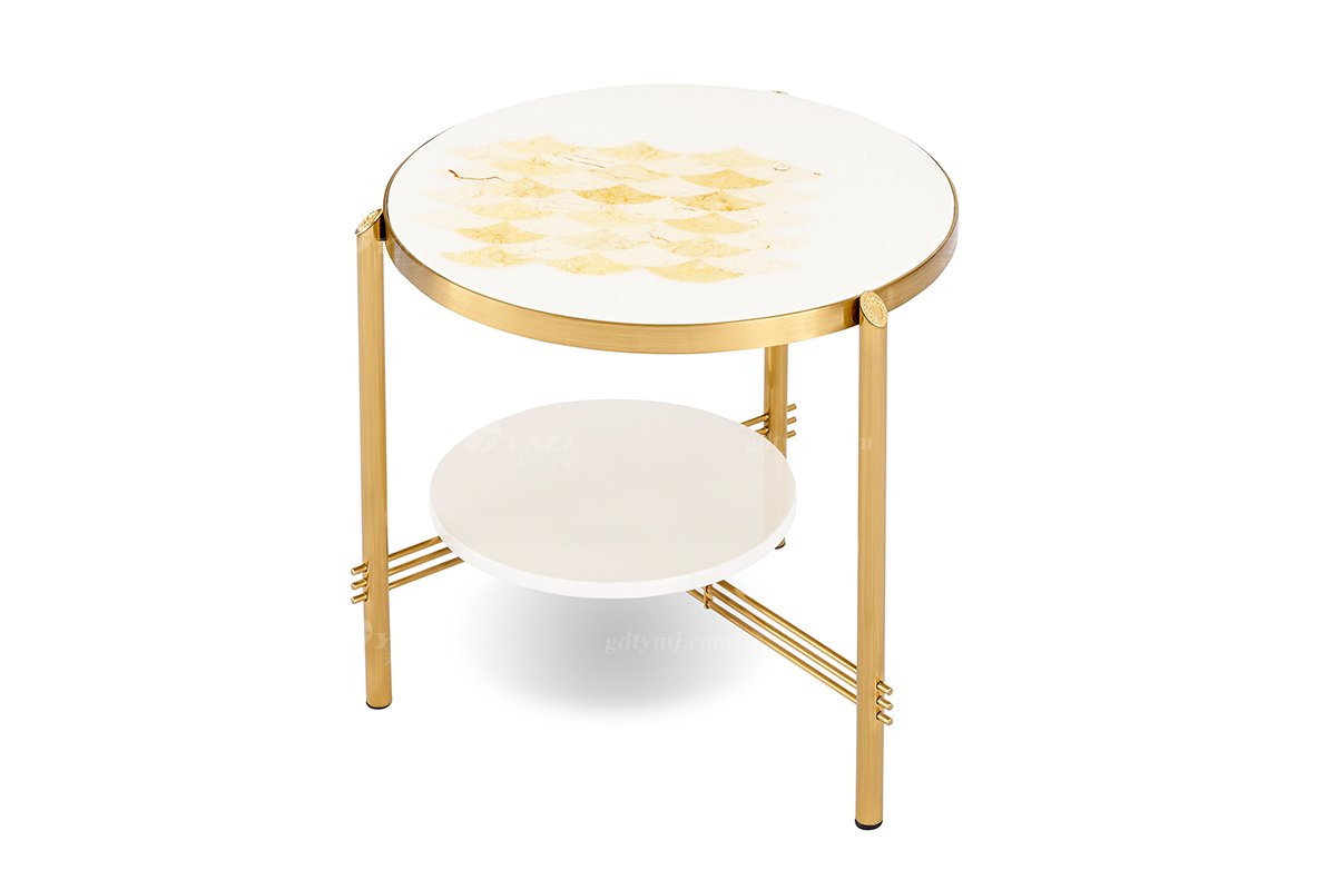 意式輕奢家具高端別墅會(huì)所家用時(shí)尚創(chuàng)意高級(jí)天然大理石拼花小圓幾FB101BH2RB（1）