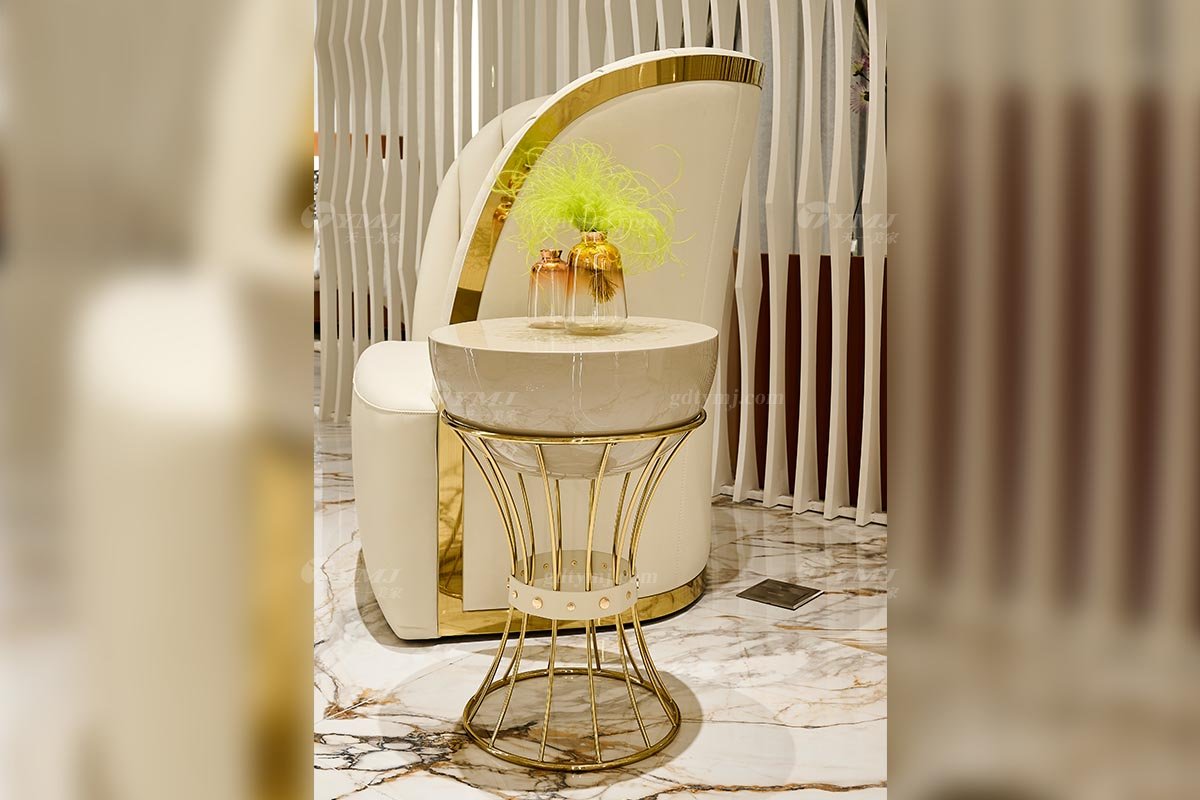 意式輕奢家具高端別墅會(huì)所大宅家用高級(jí)鈦金屬小圓幾角幾FB128H2RC場(chǎng)景