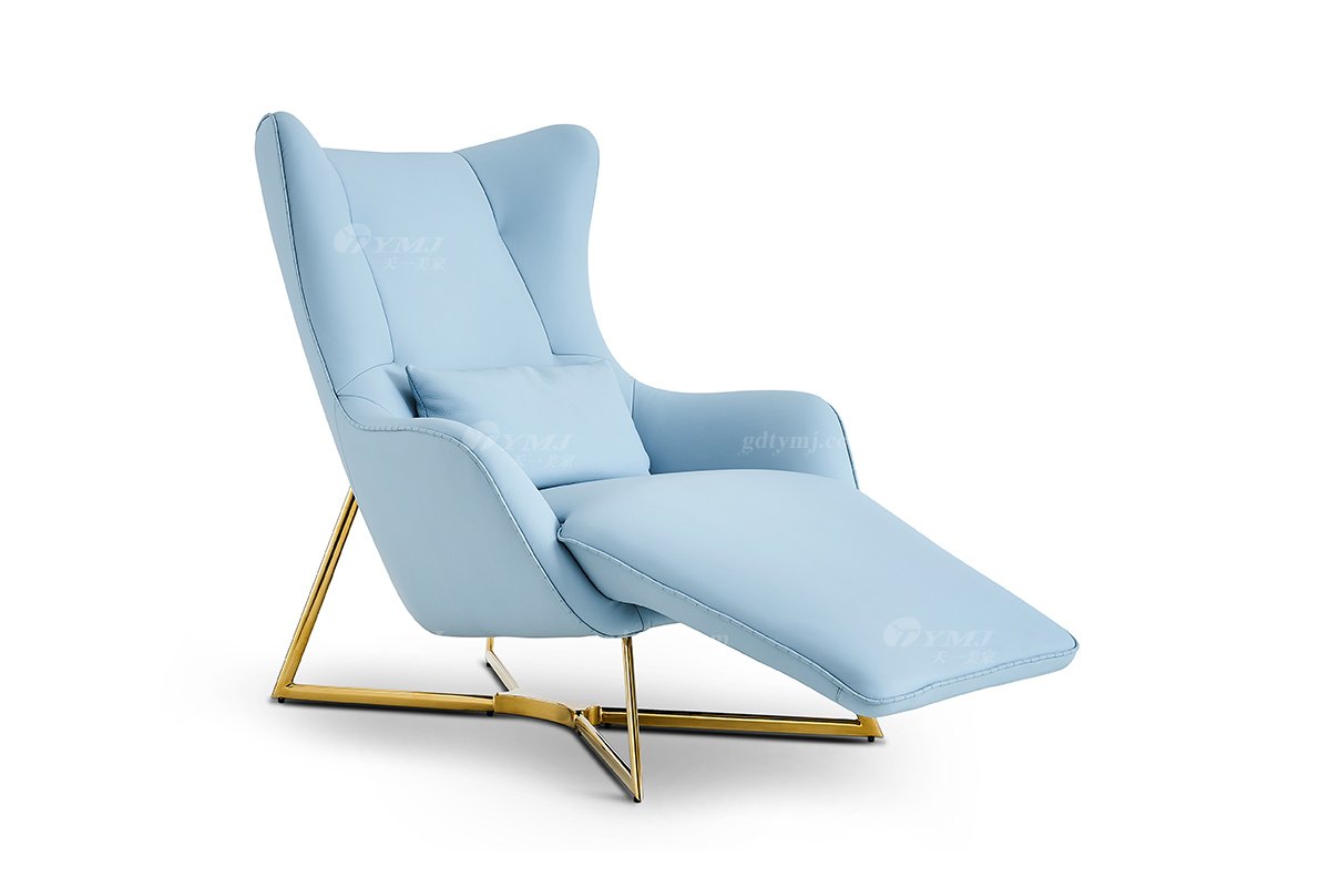 意式輕奢家具高端別墅會(huì)所大宅家用舒適淺藍(lán)色真皮躺椅休閑椅FB119SF14（1）