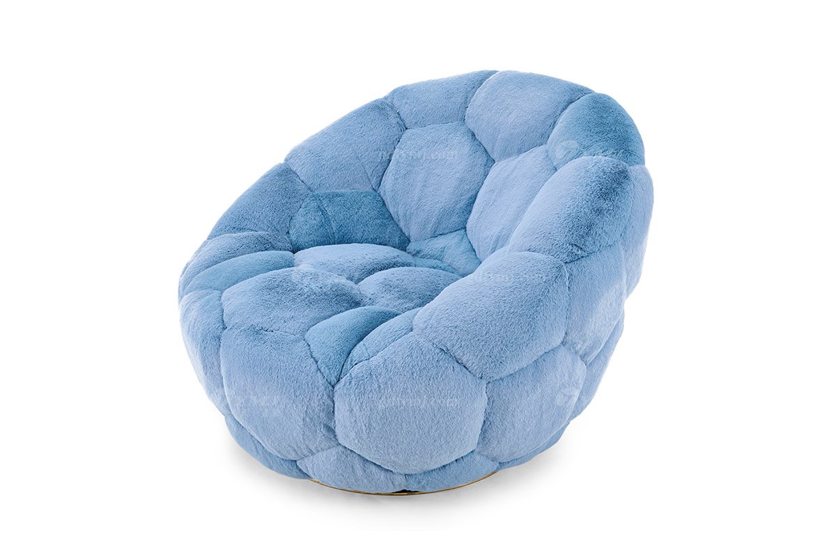 意式輕奢家具高端別墅會所大宅家用時(shí)尚淺藍(lán)色絨布藝懶人單椅躺椅休閑椅FB137CH（1）