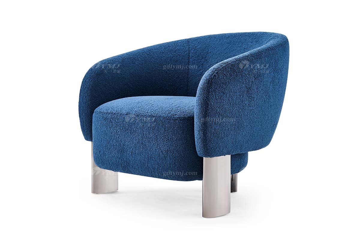 意式輕奢家具高端別墅會所大宅家用時尚舒適藍(lán)色絨布藝單位沙發(fā)休閑椅FB302CH（1）