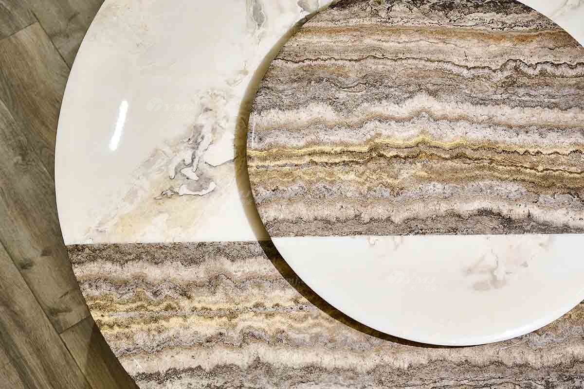 意式輕奢家具高端別墅會所大宅家用時尚創(chuàng)意大理石+鈦金屬圓餐臺FB118D25RL細(xì)節(jié)