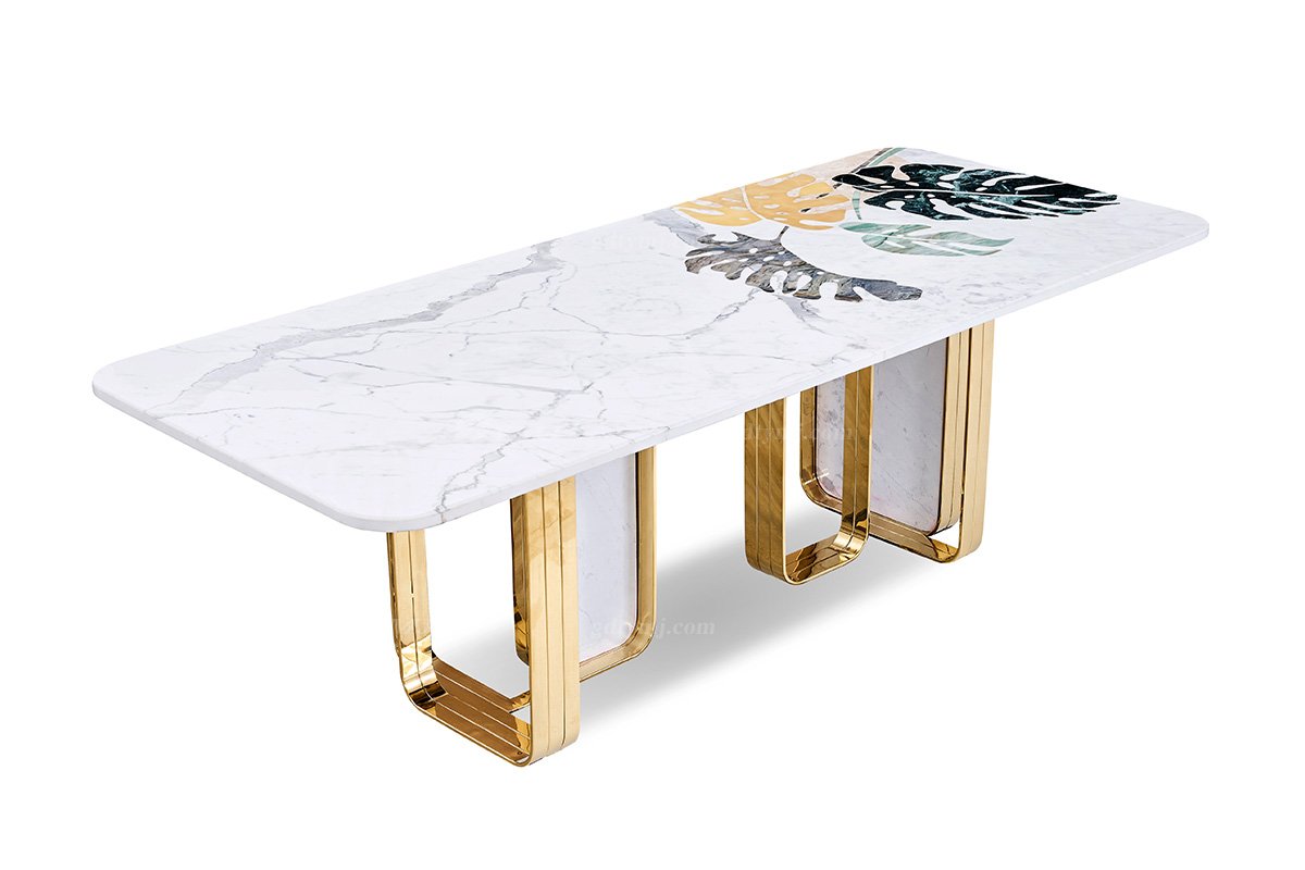 意式輕奢家具高端別墅會(huì)所大宅家用時(shí)尚奢華大理石長餐臺(tái)FB201D25CL（1）