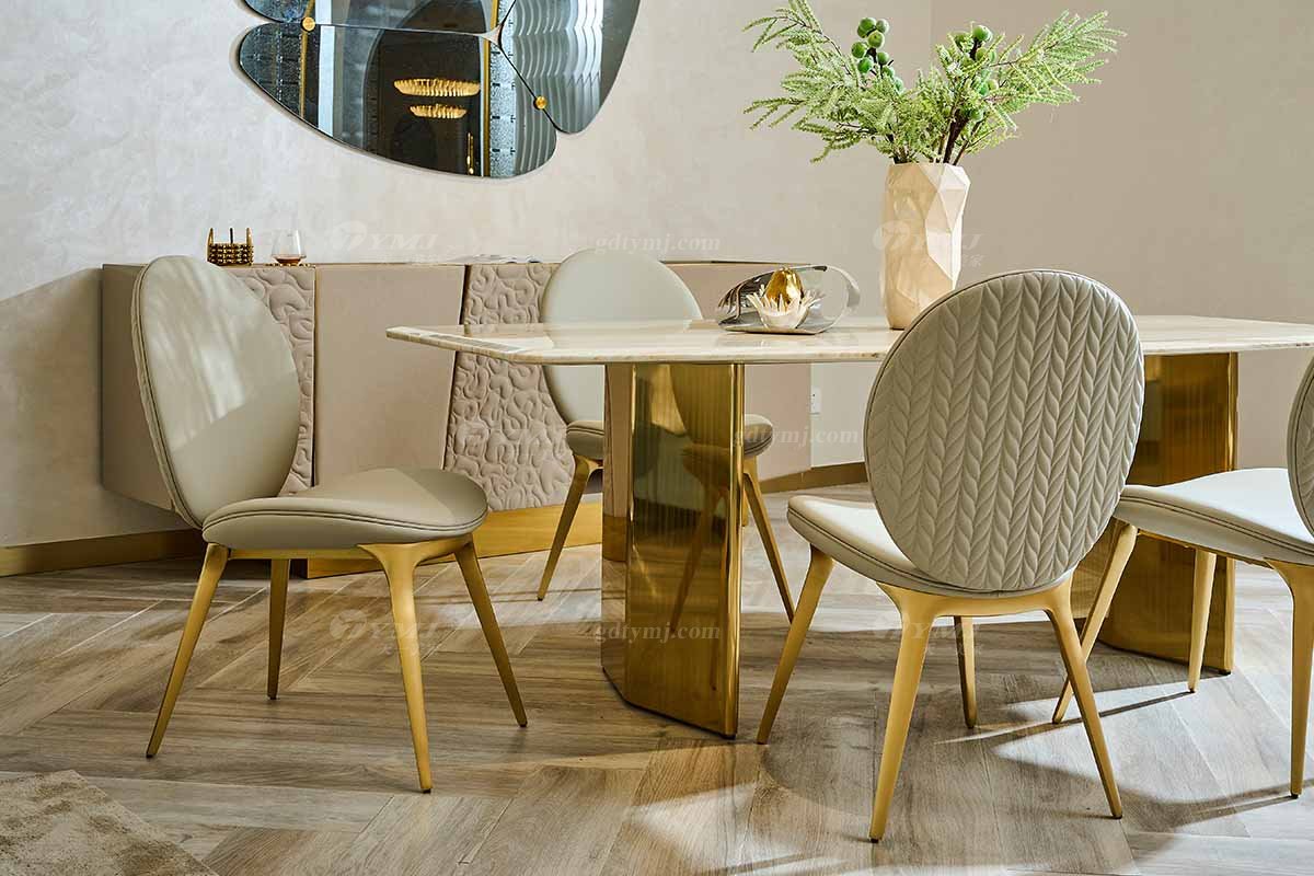 意式輕奢家具高端別墅會(huì)所大宅家用時(shí)尚奢華不銹鋼金屬餐椅餐椅2