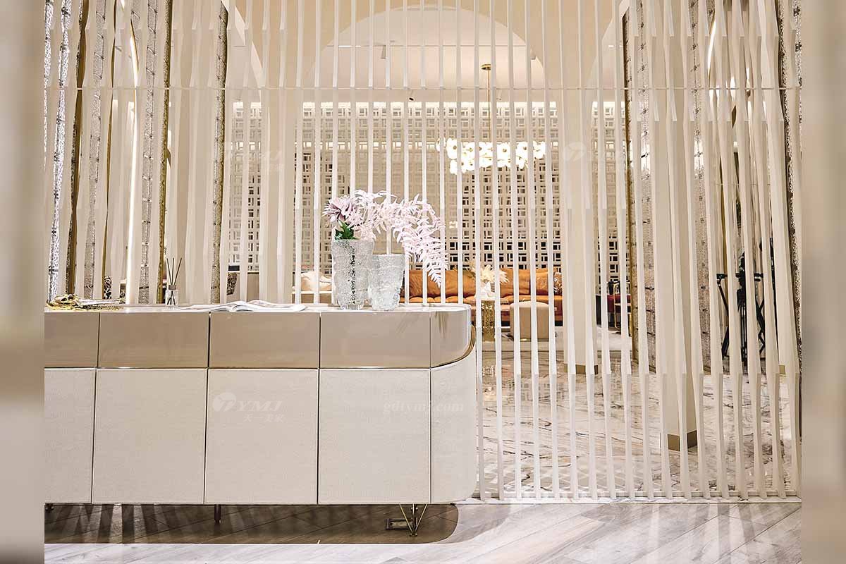 意式輕奢家具高端別墅會(huì)所豪宅家用時(shí)尚奢華天然大理石米色餐邊柜123D7餐邊柜2